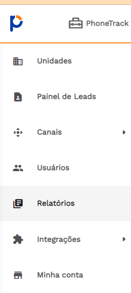 aba de relatórios do lead tracking